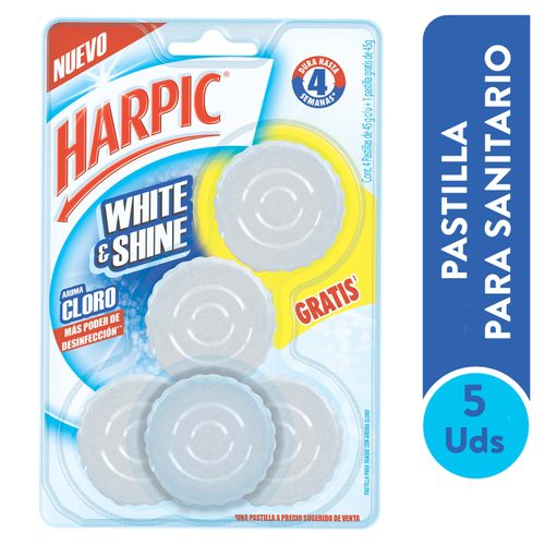 Desinfectante en pastilla Harpic para sanitarios aroma a cloro 5 pack - 225 g