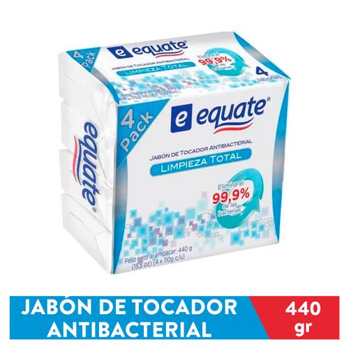 Jabón de tocador Equate antibacterial limpieza total surtido 4 pack - 440 g