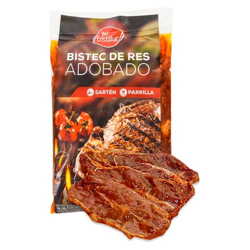 Bistec De Res Especial BBQ Marinado Don Cristobal, Empacado, Precio indicado por Kilo