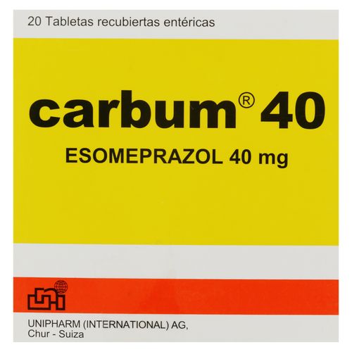 Tabletas Carbum 40 Unipharm 40 mg - 20 Uds