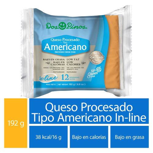 Queso Dos Pinos procesado tipo americano in line 12 Uds - 192 g