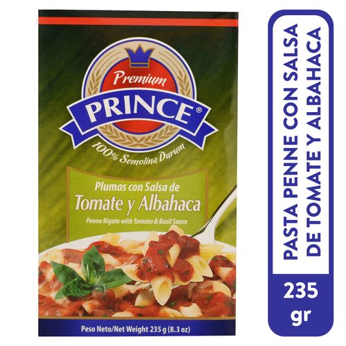 Pasta plumas Prince con salsa de tomate y albahaca - 230 g