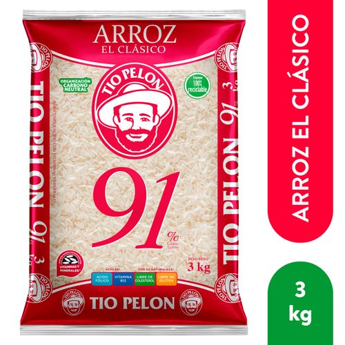 Arroz Tío Pelón 91% grano entero - 3000 g