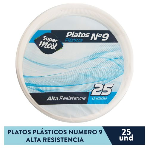 Plato Supermax Desechable N9 Bco 25Uds