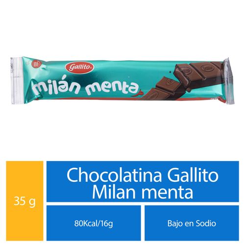 Chocolate Gallito Milán Relleno Sabor Menta - 35g