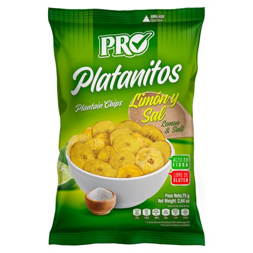Snack Pro Boquitas Plátano Limón Y Sal -75gr