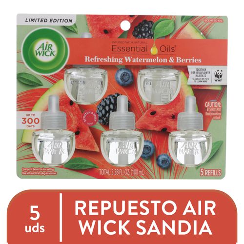 Aromatizante Airwick repuesto sandía 5 pack -100ml