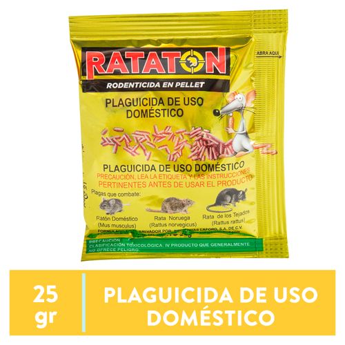 Raticida Rataton Rodenticida En Pellet, Uso Doméstico Bolsa - 25g