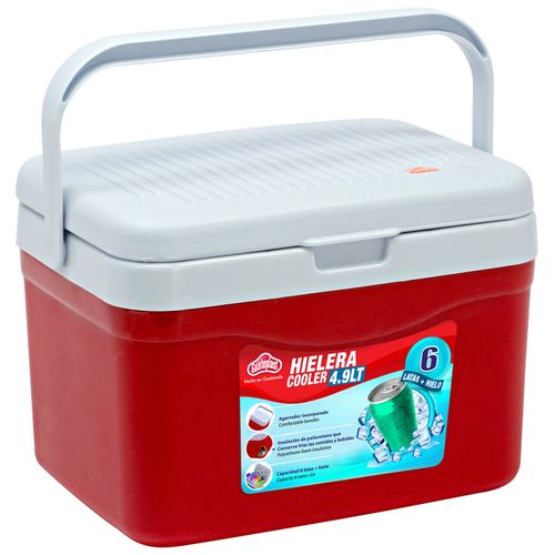 Hielera Polar Guateplast Pequeña, Color Rojo - 4.9 Lt