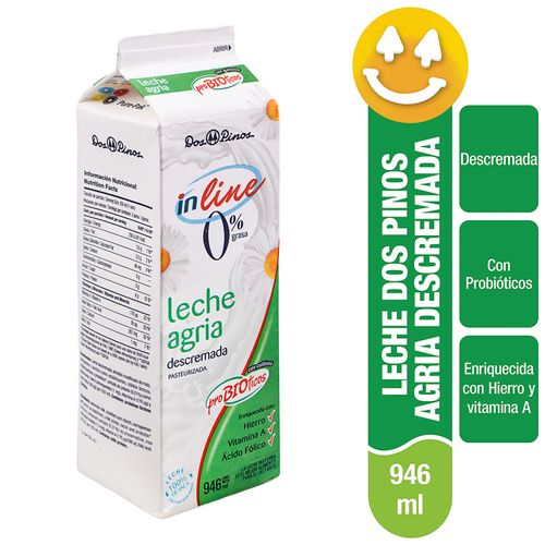 Leche Agria Dos Pinos Descremada, Enriquecida Con Hierro Y Vitamina A - 946ml