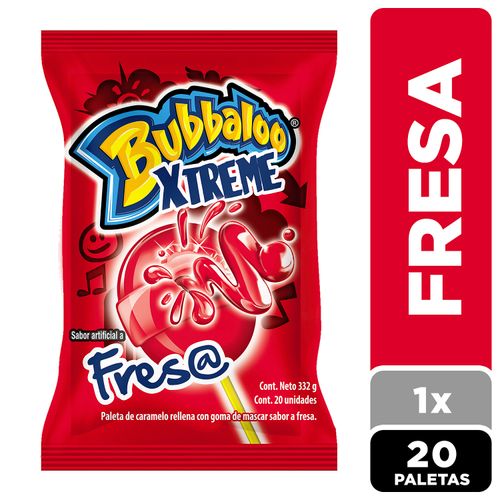 Paleta Bubbaloo Xtreme Fresa 20 Uds - 332g