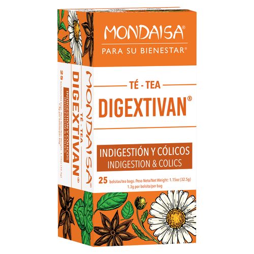 Té Mondaisa digextivan combate indigestion y colicos 25 Uds - 32.5 g