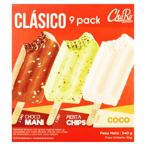 Helado Charo Clásico Surtido 9 Pack - 540g