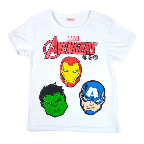 Playera Marvel Blanco Manga Corta Niños de 4 a 10 años