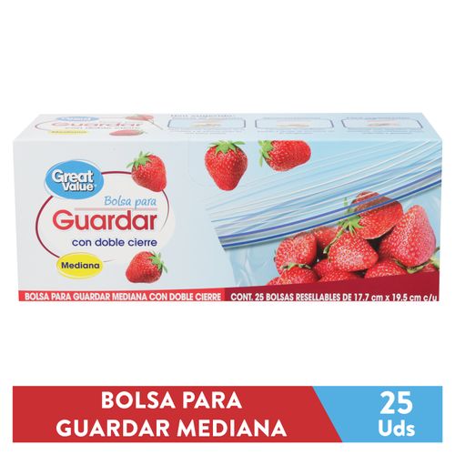 Bolsa Great Value, Para Alimentos Almacena 25 unidades