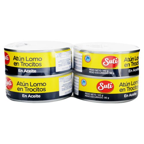 Atún Suli lomo en trocitos en aceite 4 pack - 840 g