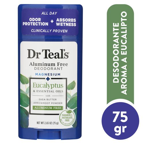 Desodorante  Dr.Teal's libres de aluminio eucalipto - 75 g