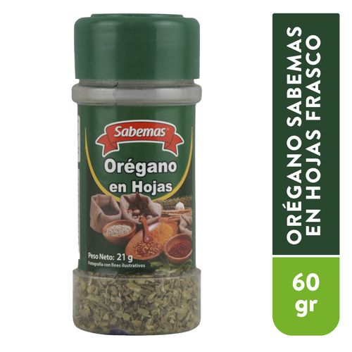 Oregano Sabemas En Hojas Frasco -21gr