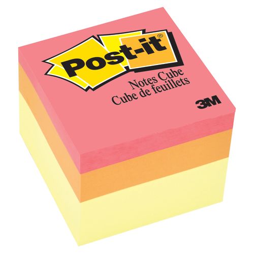 Cubo de Notas Adhesivas Post-it®, Varios Colores, 50mm x 50mm (2in x 2in), 400 hojas