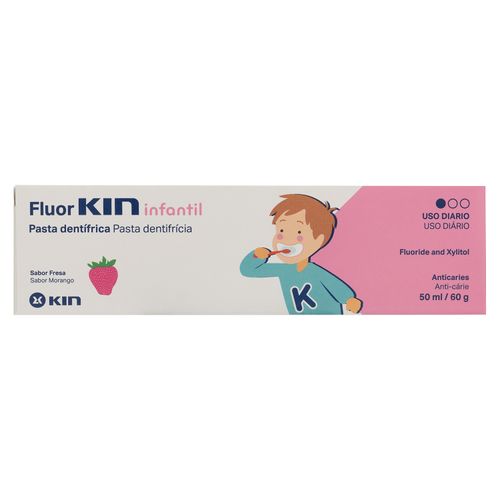 Pasta dental fluor Kin infantil sabor fresa anticaries - 60 g