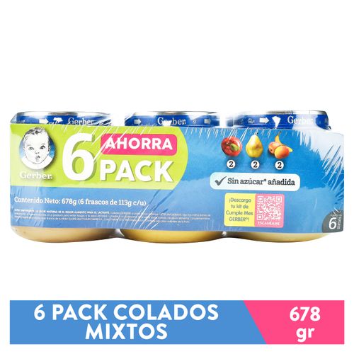 GERBER® Colado Surtido Frasco 113g Pack de 6