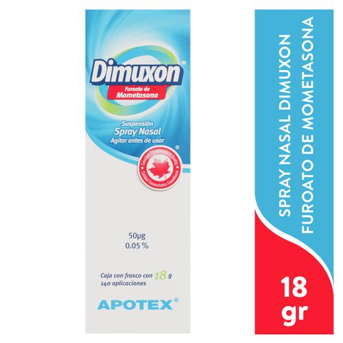 Spray nasal Dimuxon furoato de mometasona 50 mcg 140 aplicaciones - 18 g
