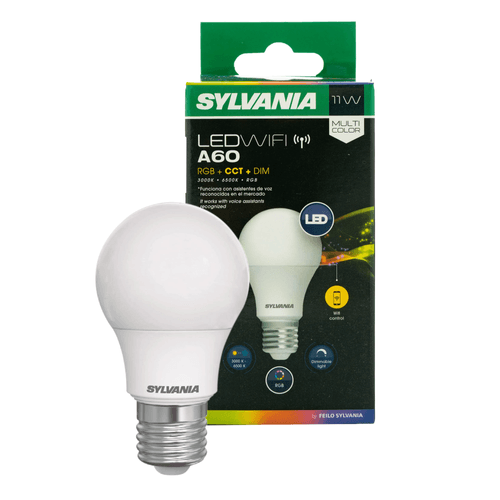 Bombillo Led Sylvania, 11W Wifi multicolor CCT rosca E27 -Und