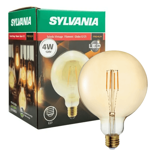 Bombillo Led Sylvania, 4W Vintage globo rosca E27 -Und