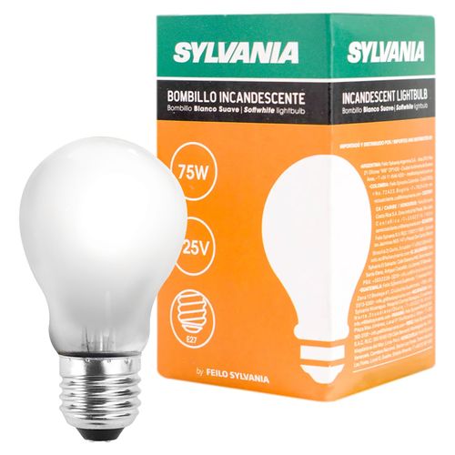 Bombillo Incandescente Sylvania, 75W opaco rosca E27 -Und