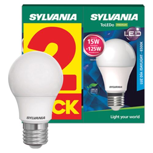 Bombillo Led Sylvania,15W Luz blanca rosca E27 -2 uds