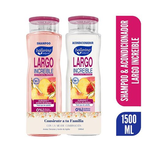 Shampoo y acondicionar Ballerina, largo increíble -1500ml