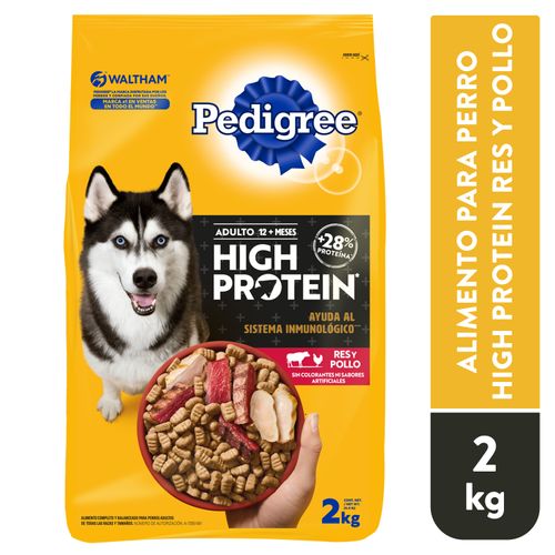 Alimento Seco Para Perros Pedigree High Protein Adultos Res y Pollo -2 Kg