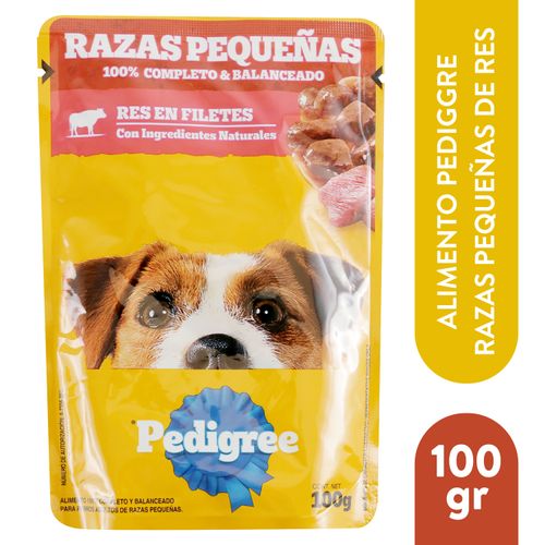 Alimento Pedigree razas pequeñas sabor res y pollo - 100 g