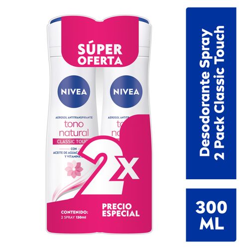 Desodorante Nivea Spray 2 Pack Classic Touch -300ml