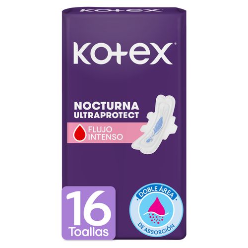 Toallas Femeninas Kotex Nocturna Con Alas - 16Uds