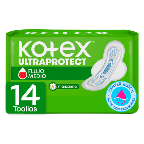 Toallas Femeninas Kotex Manzanilla -14Unidades