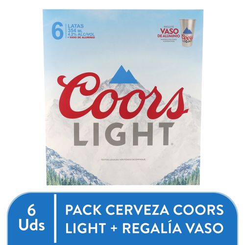 Coors Light 354ml Lt 6pk Vaso