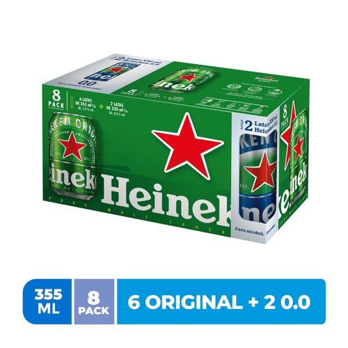 Cerveza Heineken 6Pack + 2 Alcohol 0%