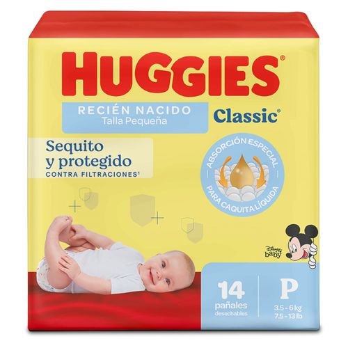 Pañales Huggies Classic Etapa 1/P Más Sequito y Protegido - 14 uds