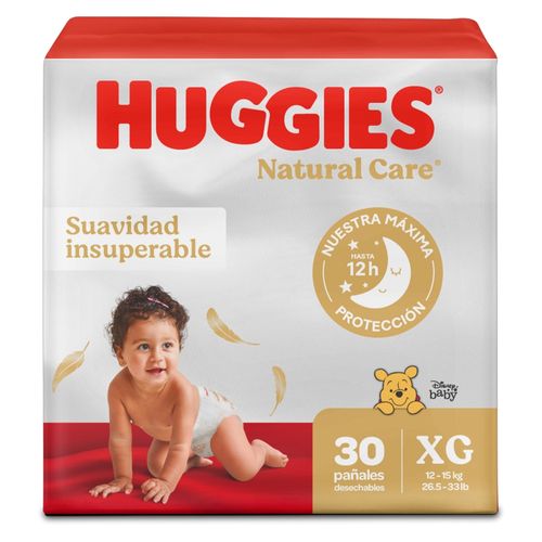 Pañales Huggies Natural Care Etapa 4/XG Suavidad Insuperable - 30 uds