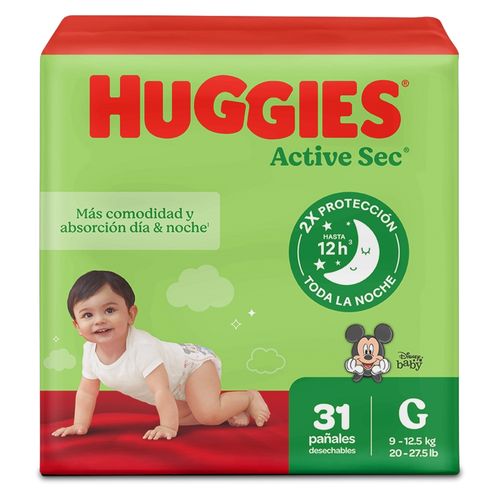 Pañales Huggies Active Sec Etapa 3/G  Más Comodida y Absorción - 31 uds