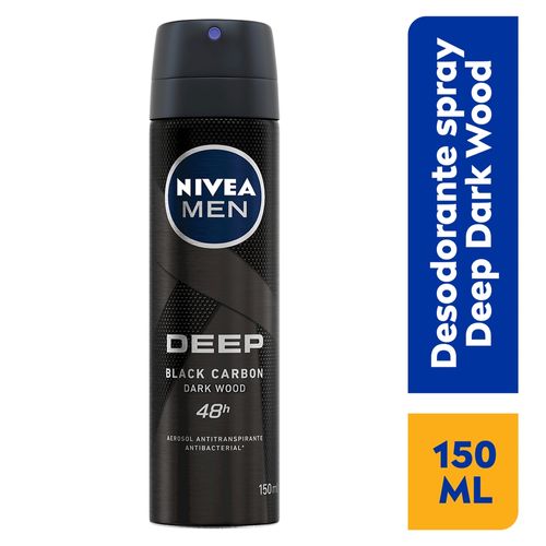 Desodorante Nivea Men  Antibacterial en Spray, Deep Dark Wook Black Carbon - 150 ml