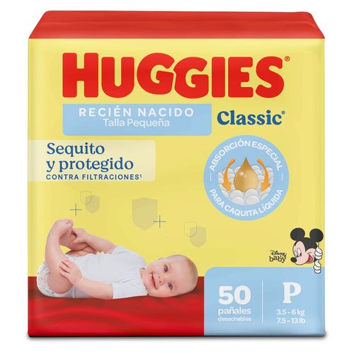 Pañales Huggies Classic Etapa 1/P Más Sequito y Protegido - 50 uds