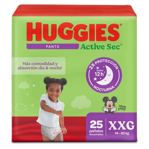 Pañales Huggies Active Sec Pants Etapa 5/XXG Más Comodida y Absorción - 25 uds