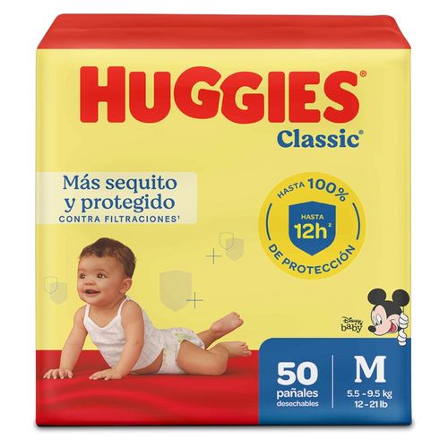 Pañales Huggies Classic Etapa 2/M Más Sequito y Protegido - 50 uds