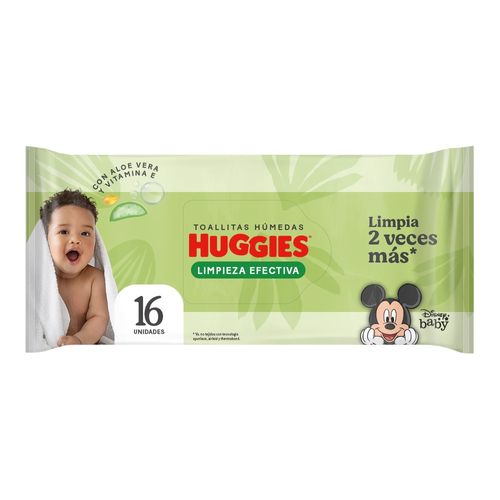 Toallitas Húmedas Huggies Limpieza Efectiva Desechables - 16 uds