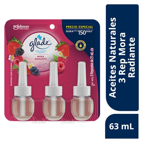 Repuesto aromatizante líquido Glade mora radiante 3 pack - 63 ml