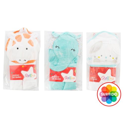 Juego De Baño Para Bebé Stellina, Color Blanco Con Turquesa, Talla Única