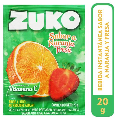 Bebida Zuko Sabor Naranja y Fresa - 20 g