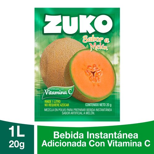 Bebida En Polvo Instantánea Marca Zuko Sabor Melón, Con Vitamina C - 20g